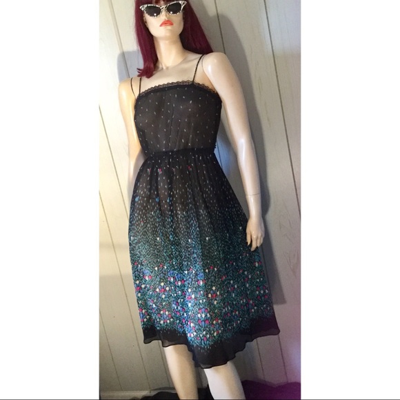 VTG DISCO-meets-BOHO Floral Border Print Dress - Picture 6 of 8